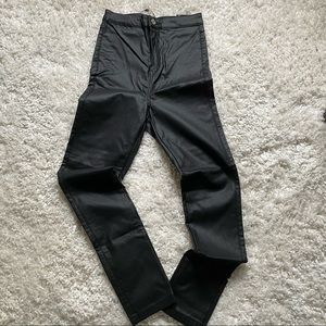 Black Coated Sculpt Detail Vice Skinny Jeans